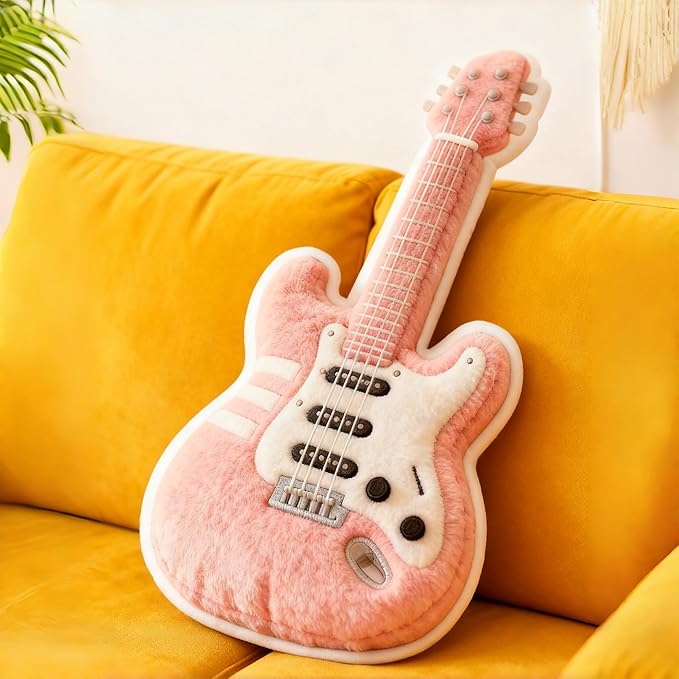 Custom Guitar Shaped Pillow Cute Personalized Name Plush Doll, Double-Sided Construction Engineering Vehicle Pillow for Kids, Birthday Gifts for Boys and Girls Sofa Decorative Pillows 8-32in