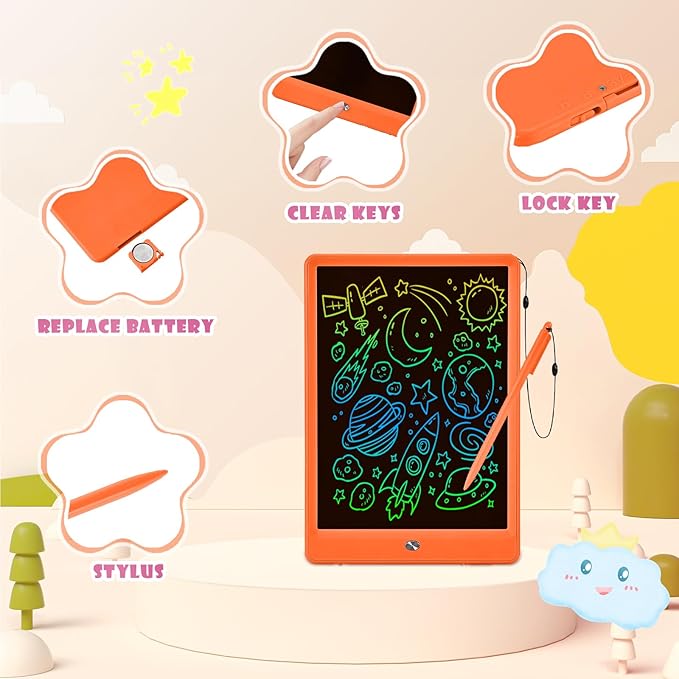 EooCoo Toys for Ages 3-7, Drawing Pad for Kids, 10 Inch LCD Writing Tablet, No Mess Coloring Books for Kids, Travel Games Girls Gifts, Educational Toys for 3 4 5 6 7 Years Old Girls