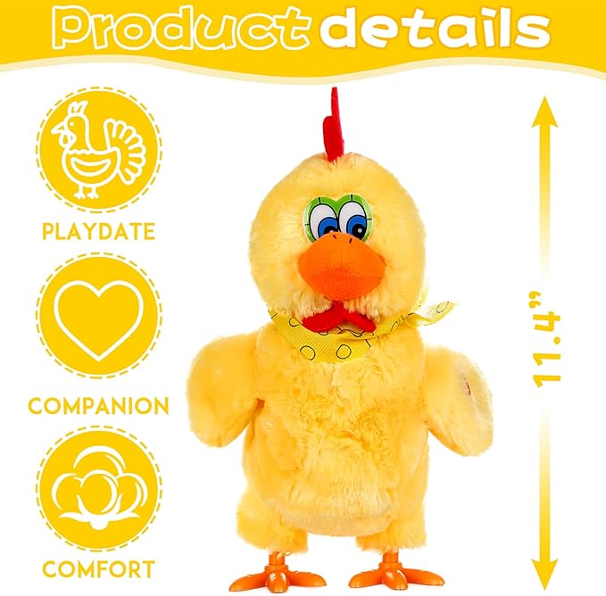 Easter Toys Chicken Laying Eggs Electric Chicken Stuffed Animal Dancing Toy Stuffed Plush Toy with Music