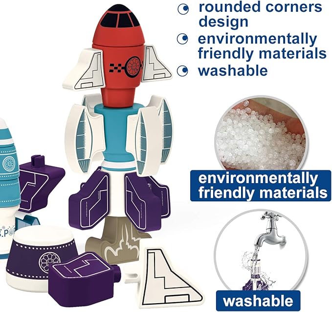 Gifts2U Magnetic Rockets Toy, Magnetic Blocks Stacking Robots for Kids Construction Learning with Storage Box,STEM Educational DIY Puzzle Playset Gift for Boys Girls Toddlers Ages 3 4 5 6