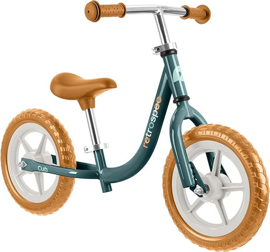 Retrospec Cub Toddler Balance Bike for Ages 18 Months - 3 Years - 12in No-Pedal Beginner Bicycle with Adjustable Seat, Puncture-Proof Tires & Safe Low Frame Design