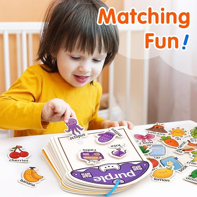 Montessori Busy Book Color Sorting Toys for Toddlers 2-4, Educational Preschool Learning Activities for Kids, Sensory Fine Motor Matching Games for 3 Year Old Boys Girls Gifts