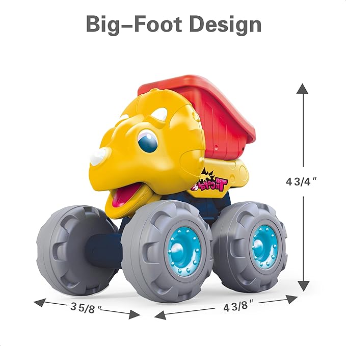iPlay, iLearn Toddler Dinosaur Monster Truck Toy, Baby Pull Back Toy Car 1 2 3 Year Old Boy, Push Go Dinosaur Trucks, BigWheel Construction Vehicle, Cool Birthday Stocking Gift 12 18 24 Month Kid Girl