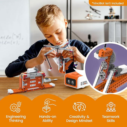 Matatalab Creator Kit, Add-on Pack for VinciBot Coding Robot, 434+ Building Blocks STEM Educational Kit with 20 Building Cases, DIY Building Science Experiment Kit for Kids Ages 8-12