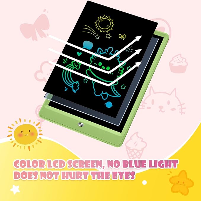 EooCoo LCD Writing Tablet for Kids, Christmas Stocking Stuffers for Toddler, 10 Inch Colorful Doodle Board Drawing Pad, Educational Learning Toys for Toddlers, No Mess for Travel Games Activities