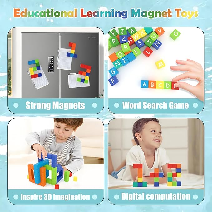 100 PCS Magnetic Building Blocks, for Toddlers Age 3-5, for Kids Ages 4-8,Magnetic Cubes, Preschool Educational Sensory Magnet Toys for Boys and Girls