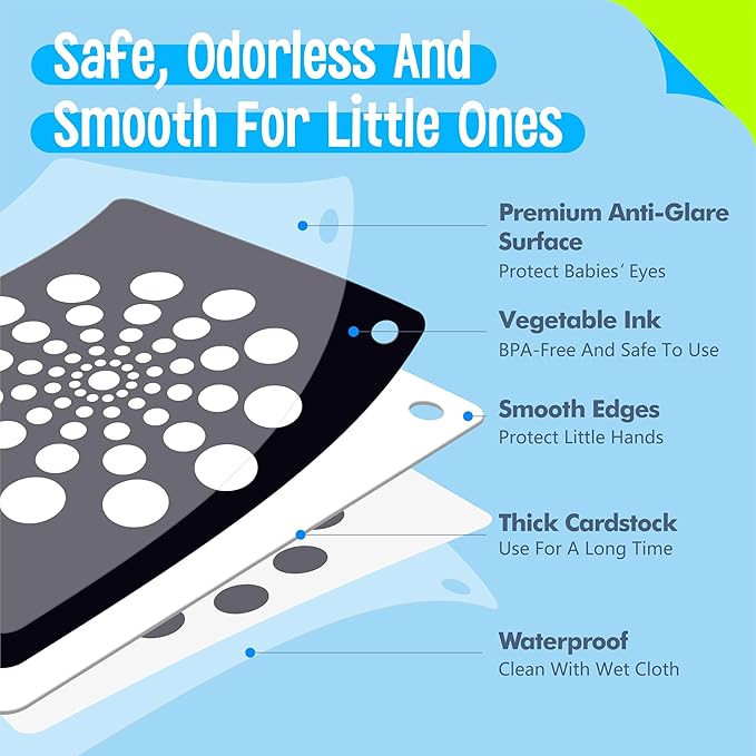 50PCS High Contrast Baby Flashcards, 100 Pages Black & White Visual Stimulus Flash Cards, Brain Development Cards Set Montessori Sensory Toys for Infants Newborn Boy Girl Baby Tummy Time (0-3 Months)