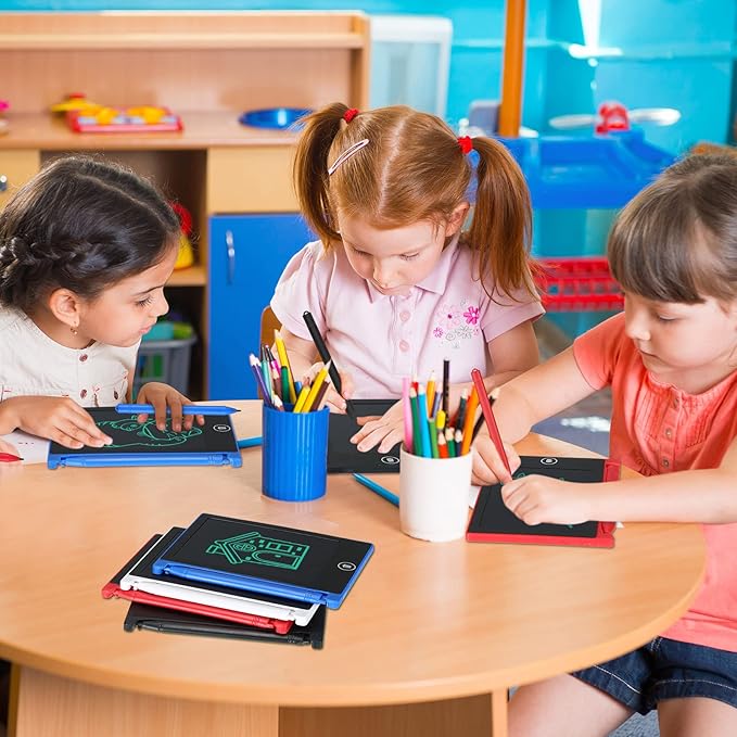 32 Pieces Mini LCD Writing Tablet 4.5 Inch Educational Toys Learning Writing Pad Erasable Drawing Pad Reusable Learning Toy Gift Preschool Art Toys for Girls Boys Birthday Favor (Plain Colors)