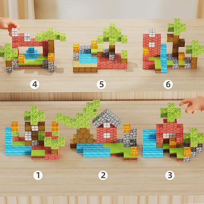 Magnetic Blocks Cubes Toys for Kids, Sensory Building Toys for Toddlers Boys & Girls, Magnet Building Blocks Construction Education Learning Toys, 63PCS