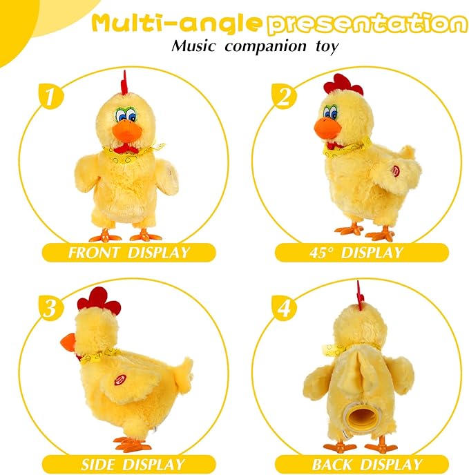 Easter Toys Chicken Laying Eggs Electric Chicken Stuffed Animal Dancing Toy Stuffed Plush Toy with Music