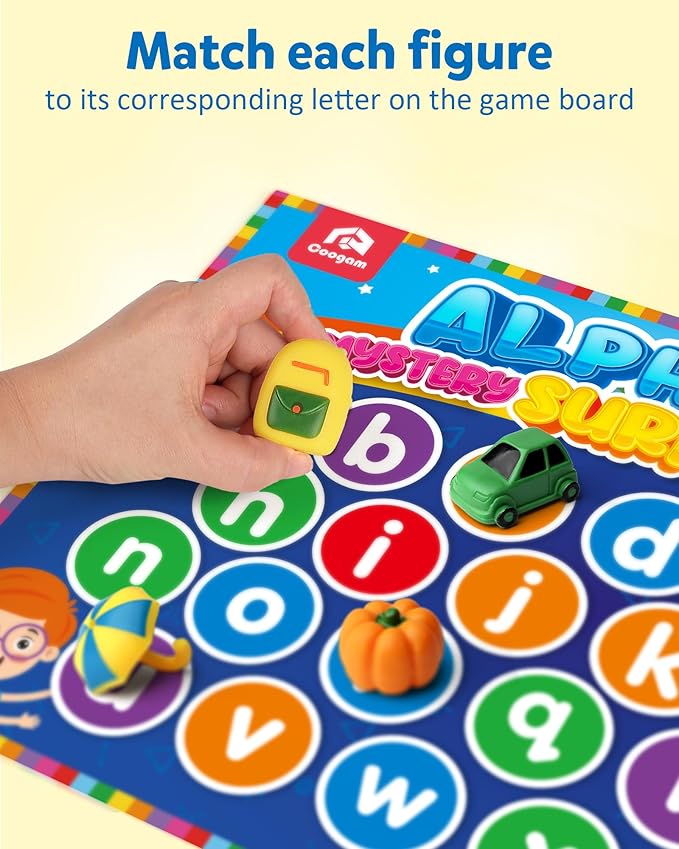 Coogam Mystery Surprise Box, Fine Motor Letter Matching and Sorting Game, 26pcs Alphabet Educational Montessori Learning Toy Gift for Preschool Kindergarten 3 4 5 Year Old
