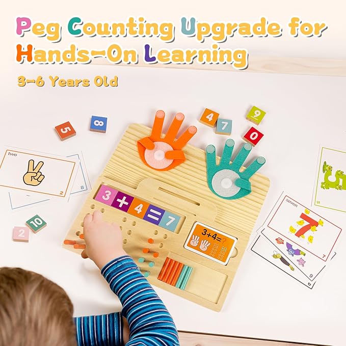 Learning Toys 3-5, Educational Toys with Number Flash Card for 3+ Year Old, Montessori Number Math Manipulatives, Preschool Kindergarten School Supplies, Birthday Gifts for 3 4 5 6 yr Old Kids