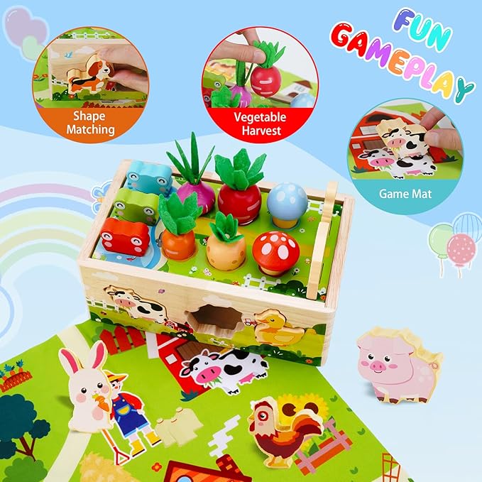 KMTJT Toddlers Montessori Wooden Toys for 1 Year Old: Baby Toys 12-18 Months | 1st One First Birthday Gifts for 1-2 Year Old Girls Boys | Educational Learning Fine Motor Skills Toy