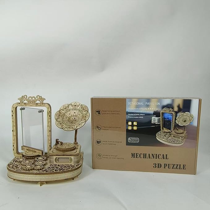 3D Wooden Puzzles Recording Camera Frame with LED Light DIY Jigsaw for Adults