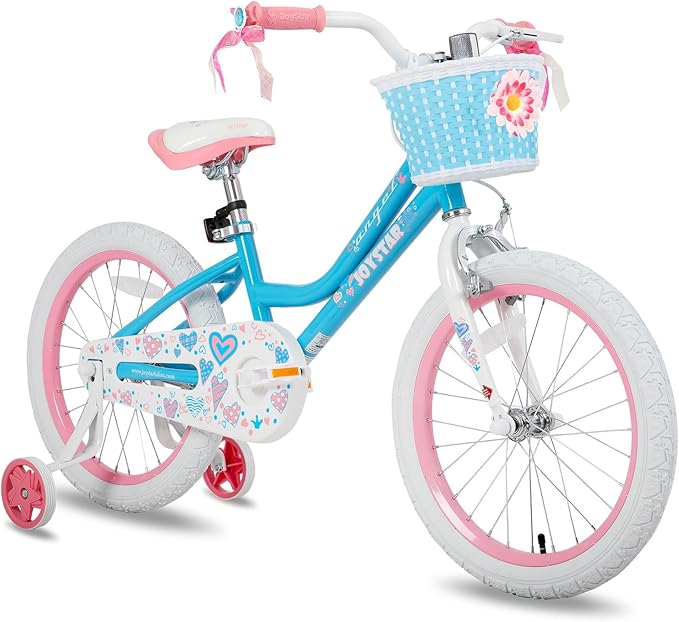JOYSTAR Angel Girls Bike for Toddlers and Kids Ages 2-13 Years Old, 12 14 16 18 20 Inch Kids Bike with Training Wheels & Basket, 20 24 Inch Girls Bicycle with Handbrake & Kickstand