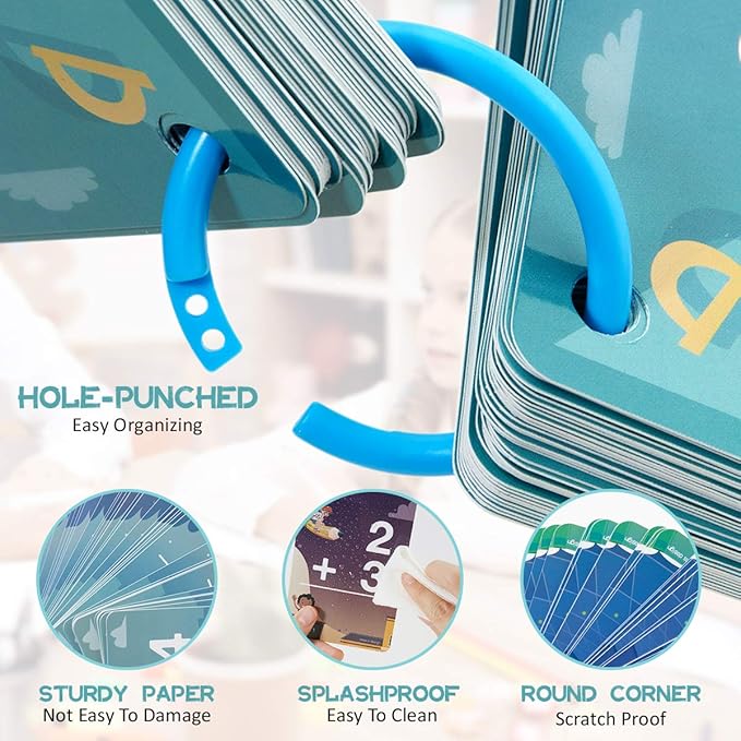 beiens Multi Math Flash Cards, 270 Addition, Subtraction, Multiplication, Division Cards, All Facts 0-12 with 1 Erase Pen 4 Rings, Math Games Set for Kids Age 6+ 3rd 4th 5th 6th Grade