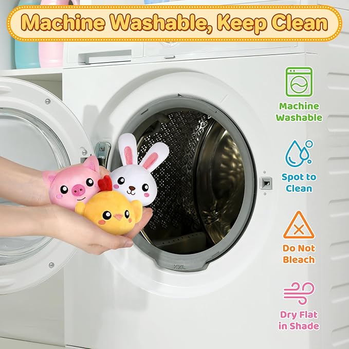 Baby Toys 0-6 6-12 Months, Plush Big Red Barn with Farm Animals, Soft Sensory Toys with Crinkle, Rattles for 0-3-6-9-12 Month Newborn Infant, Christmas Easter Birthday Gifts for Baby Boys Girls﻿