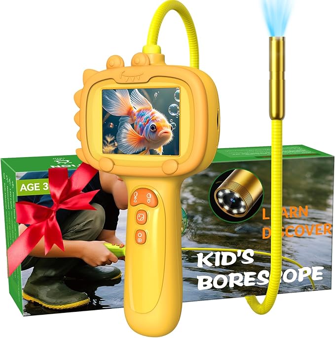 Borescope Camera with Light for Kids | STEM Science Educational Toy for 4 5 6 7 8 9 10 12 Years Old Boys & Girls | Birthday Gift for Outdoor Adventures & Nature Discovery (Orange)