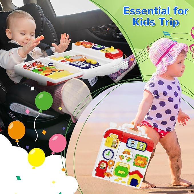 Montessori Toys for 1 Year Old Boy Girl, Musical Montessori Busy Board for 12-18 Month Age, Educational Montessori Toy for Toddlers 1-3, Birthday Gift for 1+ Year Old Boy Girl