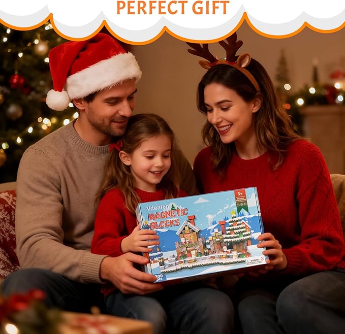 Vdealen 300 PCS Magnetic Blocks-Magnetic Building Blocks, Stacking Magnetic Cubes Toy for Kids, STEM Montessori Sensory Toys for Boys and Girls Age 3 4 5 6 7 8 9 10 11 12 Christmas Birthday Gift