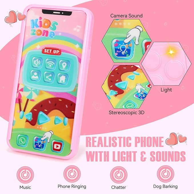 Pretend Play Purse for Little Girls, Toddler Purse with Pretend Makeup Toys for Toddlers, Princess Pretend Play Purse Toys with Accessories, Kids Purse Toy Birthday Gift for Girls Age 3 4 5 6+