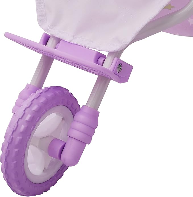 Olivia's Little World Baby Doll Jogging-Style Stroller with Canopy, Seatbelt and Storage Space, Purple and White