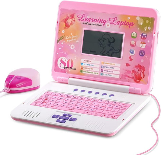 LESHITIAN Kids Laptop - 80 Learning Activities to Learn Alphabet, Words, Mathematics, Play Games and Music - Educational Learning Computer for Kids Ages 5+