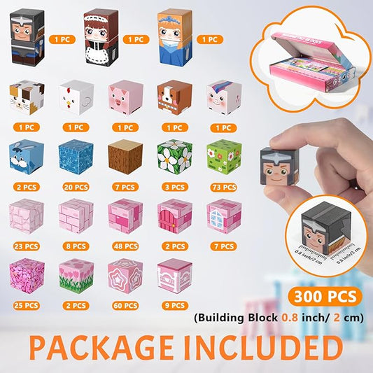 Vdealen 300 PCS Magnetic Blocks-Magnetic Building Blocks, Stacking Magnetic Cubes Toy for Kids, STEM Montessori Sensory Toys for Boys and Girls Age 3 4 5 6 7 8 9 10 11 12 Christmas Birthday Gift