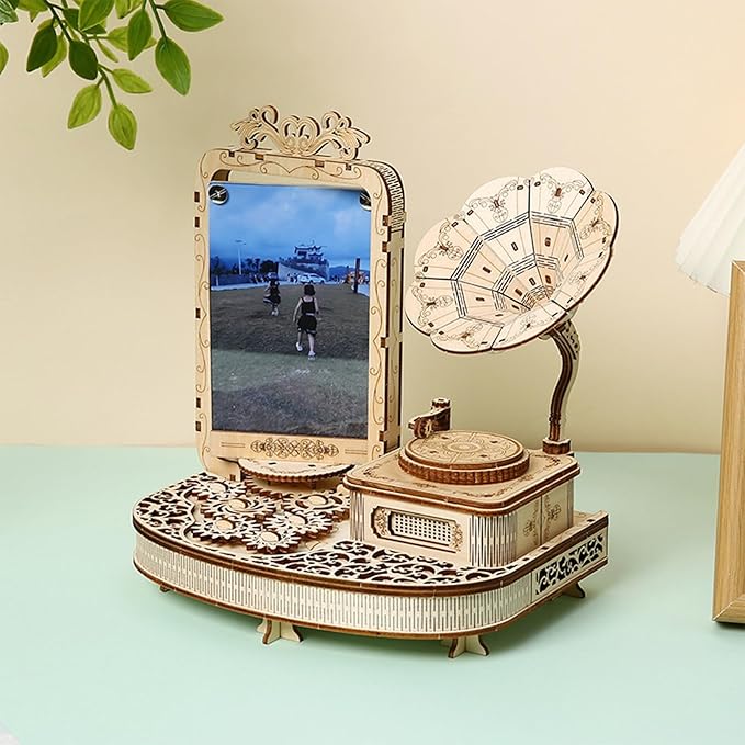 3D Wooden Puzzles Recording Camera Frame with LED Light DIY Jigsaw for Adults
