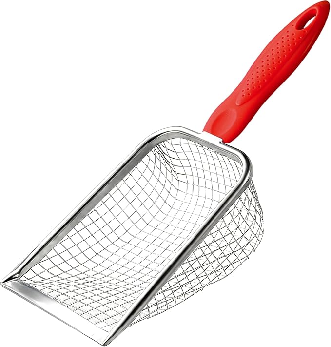 Beach Mesh Shovel, Sand Sifter Kids Filter Sand Scooper for Shells Collecting and Filter Sands, Stainless Steel Beaches Shovel for Boys and Girls,Kid Beach Toy,Gift for Children's Day(red)