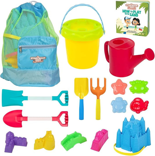Beach Toys for Kids and Toddlers Ages 3-10 – Durable Sandbox Toy Set, Stronger Mesh Bag, Variety of Sand Toys– Unique Castle Molds, Buckets, Shovels, Better Watering Can