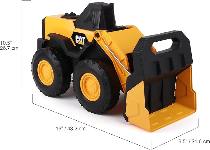 Cat Construction Toys, Steel Wheel Loader 16” - Real Steel Body, Working Arm & Bucket, Oversize All-Terrain Wheels, Heavy-Duty Construction Vehicle for Indoor/Outdoor Play, Kids Ages 3 +