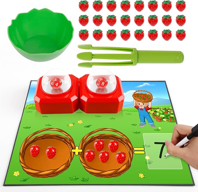 Math Board Games for Kids with Dice Poppers,Math Manipulatives,Dice Games,Addition Subtraction Games,Math Counters,Counting Toys,Fine Motor Toys,Kindergarten Classroom Homeschool Supplies