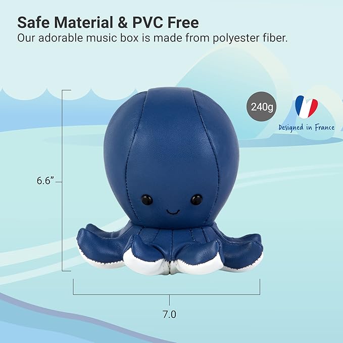 Little Big Friends Musical Baby Toy – Soft Plush Pull-String Cord Classical Toy for Baby & Toddlers | Soothing Stuffed Cuddly Animal Gift | Octave The Octopus