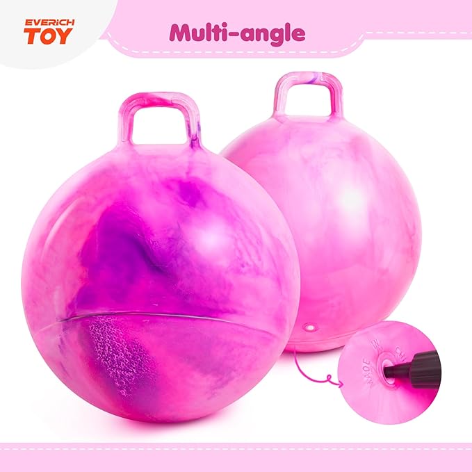 EVERICH TOY Hopper Ball for Kids 4-8, 18In Ride On Bouncy Balls with Handle, Purple Pink Clouds Inflatable Christmas Hopping Toys Gifts for Girls Boys, Indoor Outdoor Active Play Toys