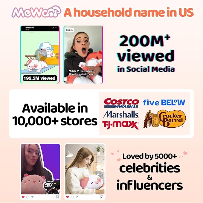 Mewaii Long Cat Plush 5 Sizes, 120% Extra Filling Giant Plushness Kids Body Pillow, Kawaii Cute Pink Cat Stuffed Animals Plushies, Big Long Body Pillow Cat Plush Gift for Girls 36”