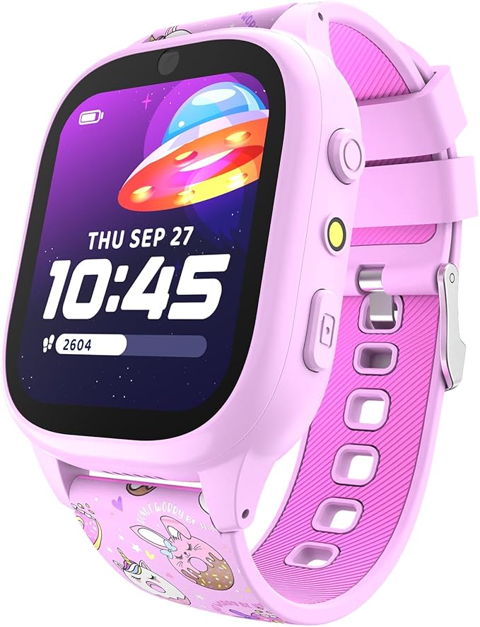 PlayZoom 4 Kids Smartwatch, Educational Tech Toy – 25+ Games, Selfie Camera, Audiobooks, Step Tracker, Water‑Resistant, Parental Controls, Long Battery, Ages 4‑12, Pink Donuts
