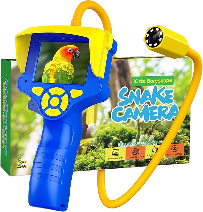 Borescope Snake Camera with Light for Kids Age 3-10, Educational Nature Science Toys Gifts for 3 4 5 6 7 8 9 10 Year Old Boys Girls with Photo & Video Recorder 8G SD Card, Hiking Camping Toys for Boy