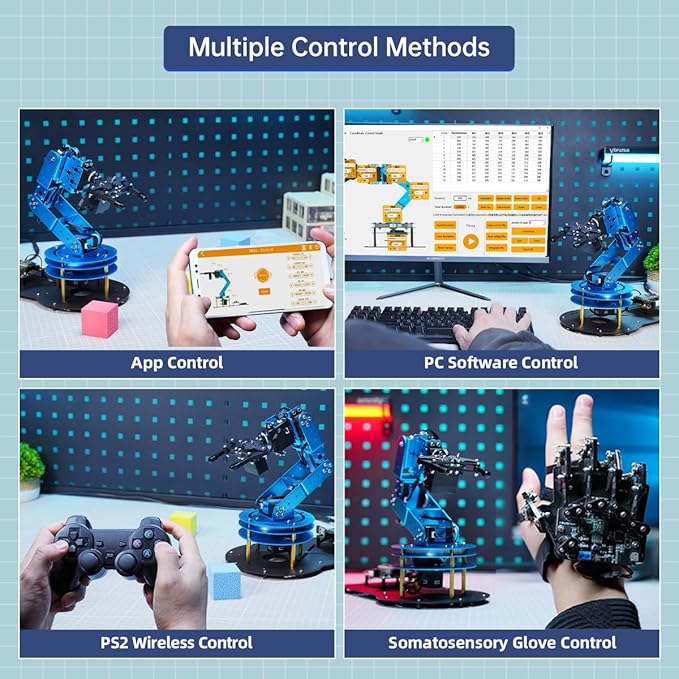 Robotic Arm for Arduino AI Vision & Voice Interaction 6DOF Serial Bus Servo Smart Robot Arm, STEM Project Educational Robot & Engineering Kits, Science/Coding/Programming Set, LeArm AI Standard Kit