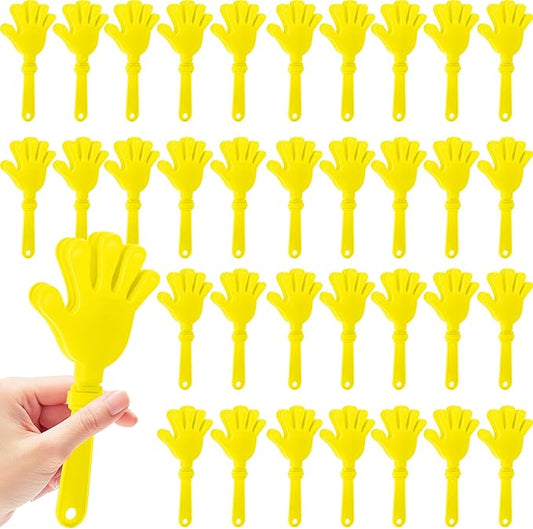 36 Pcs Hand Clappers Noisemakers 7.5 Inch Clappers Noisemakers Plastic Hand Clappers for Birthdays Game Football Sporting Events Cheers Supplies Dance Basketball Football Noisemakers（Yellow)