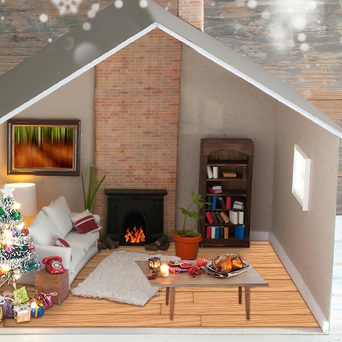 40 Pcs Miniature Dollhouse Flooring Light Brown Wood Floor Tiles for 1:12 Scale Dollhouse DIY Mini House Accessories