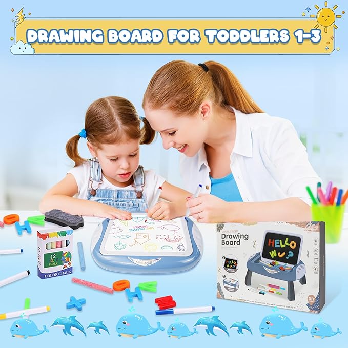 Toys for 1-2 Year Old Boys, Toddler Boy Toys with Magnetic Letters and Numbers, Learning and Educational Toys for 1 2 Year Old, Boys Birthday Christmas Gifts (Blue)