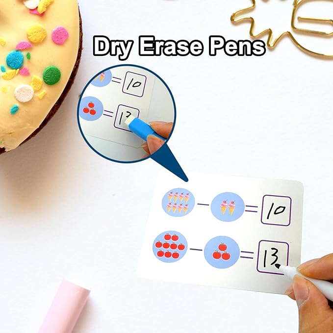 Counting & Addition & Subtraction Flash Cards for Toddlers - with 5 Dry Erase Pens, 3in1 Preschool Fun Learning Card, 36PCS Double Sides Flashcards, Early Education Flashcards for Kids Ages 3+