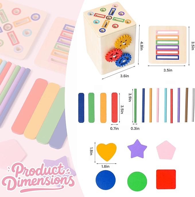 Shape & Color Sorting Montessori Toys for Toddlers 1-3, Wooden Sensory Toys, Preschool Learning Activities Matching Game, Educational Toy for Fine Motor Skills, Travel Gift for Boys Girls