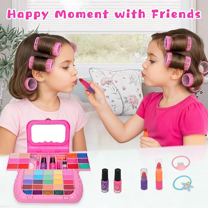 Topsolid Kids Makeup Kit for Girl, Real Washable Makeup for Kid with Mirror, Kids Makeup Sets for Girls 5-8, Princess Toys Cosmetic Set, Christmas & Birthday Gifts Toys for 3 4 5 6 7 8 Year Old Girls