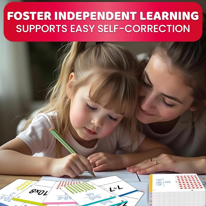 QUOKKA Multiplication and Division Flash Cards for Kids Ages 4-8 – 338 Math Flashcards for Kids 5-7 - Visual Aids | Sorting Rings | Reference Cards – Math Games 1st to 3rd Grade for Classroom & Home