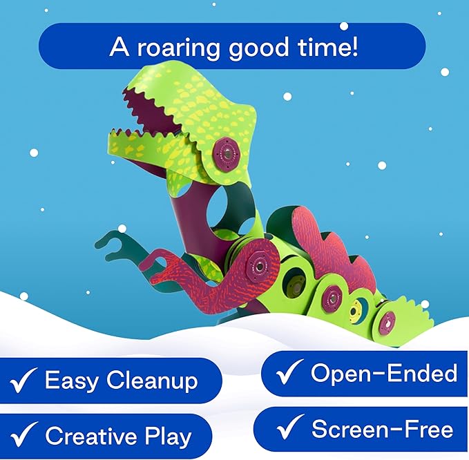 Clixo Dino Planet 54 Piece Pack - A Versatile Magnetic Building Toy. Create Dinosaurs & Imaginative Creations. Award-Winning Design. Hours of Fun Creative STEM Play, Great Gift for Curious Kids [New]