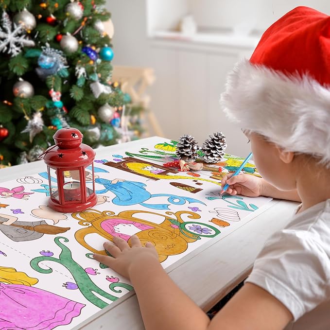 Jar Melo Mermaid Coloring Roll for Kids -Sticky No Mess Coloring Poster for Toddlers, 118×15.74 Inches Large Coloring Tablecloth, Drawing Paper for Kids' Easel Ideal Gifts for Home Birthday Party