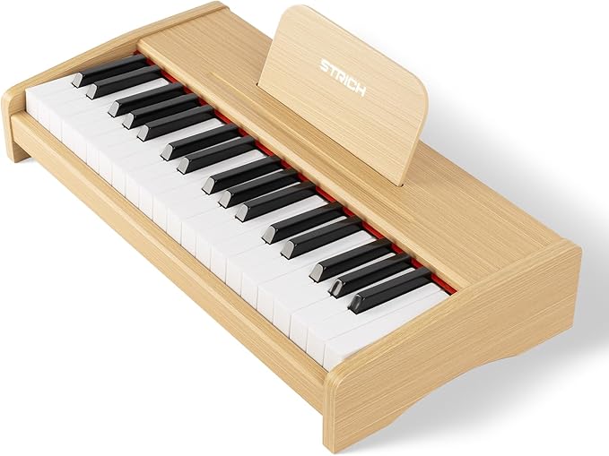 STRICH 37 Keys Kids Piano Keyboard, Mini Digital Piano for Kids, Volume Adjustable, Music Book, Wood Piano for 3+ Girls and Boys, Oak Color, SEK-37