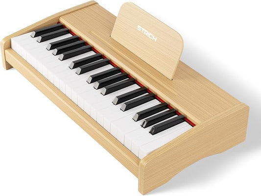 STRICH 37 Keys Kids Piano Keyboard, Mini Digital Piano for Kids, Volume Adjustable, Music Book, Wood Piano for 3+ Girls and Boys, Oak Color, SEK-37